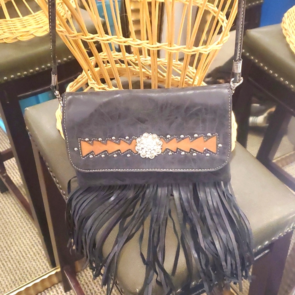 Vegan Leather Fringe Crossbody